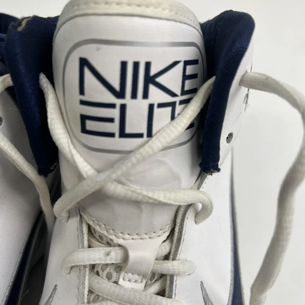 Nike Elite Shoes Mens Size 12 White Blue High Top Basketball Sneakers 409627-104